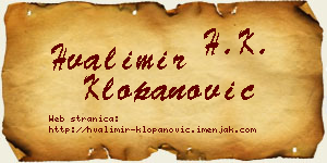 Hvalimir Klopanović vizit kartica